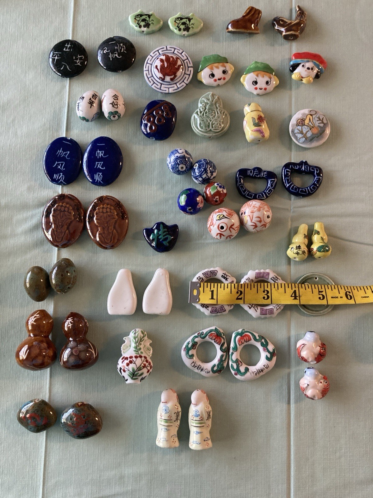Lot Of 49 Mystic Trader Medium – Large Asian Porcelain Beads, Unusual And Unique