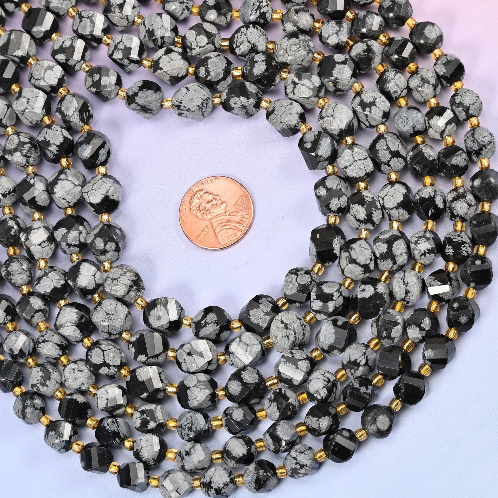 Snowflake Jasper Faceted Spiral Twist Beads: Size 8mm 10mm, Jewelry Making