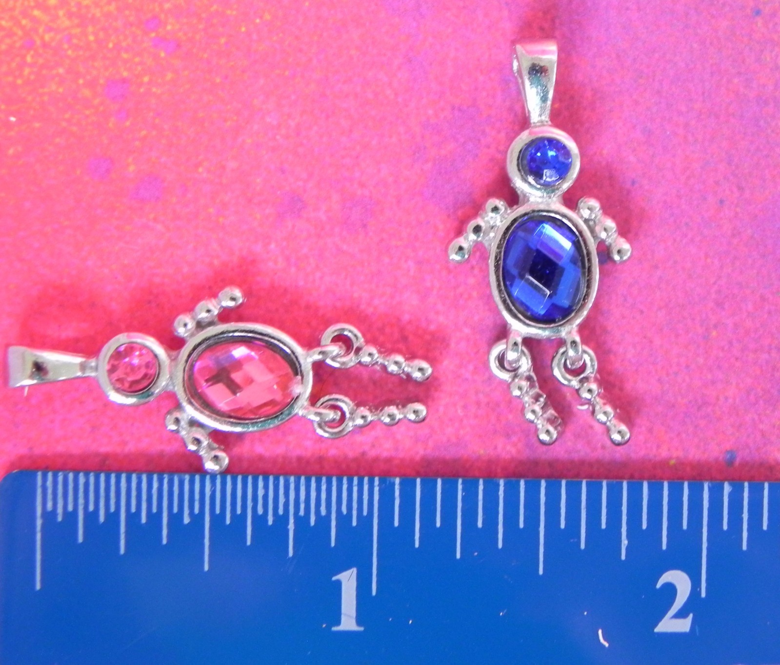 10 Rhinestone People Dangle Children Boy and Girl Charm Female Male Charm