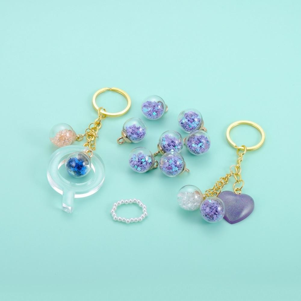 10pcs Charms Star Sequins Transparent Glass Ball 16mm Pendants Crafts Making Fin