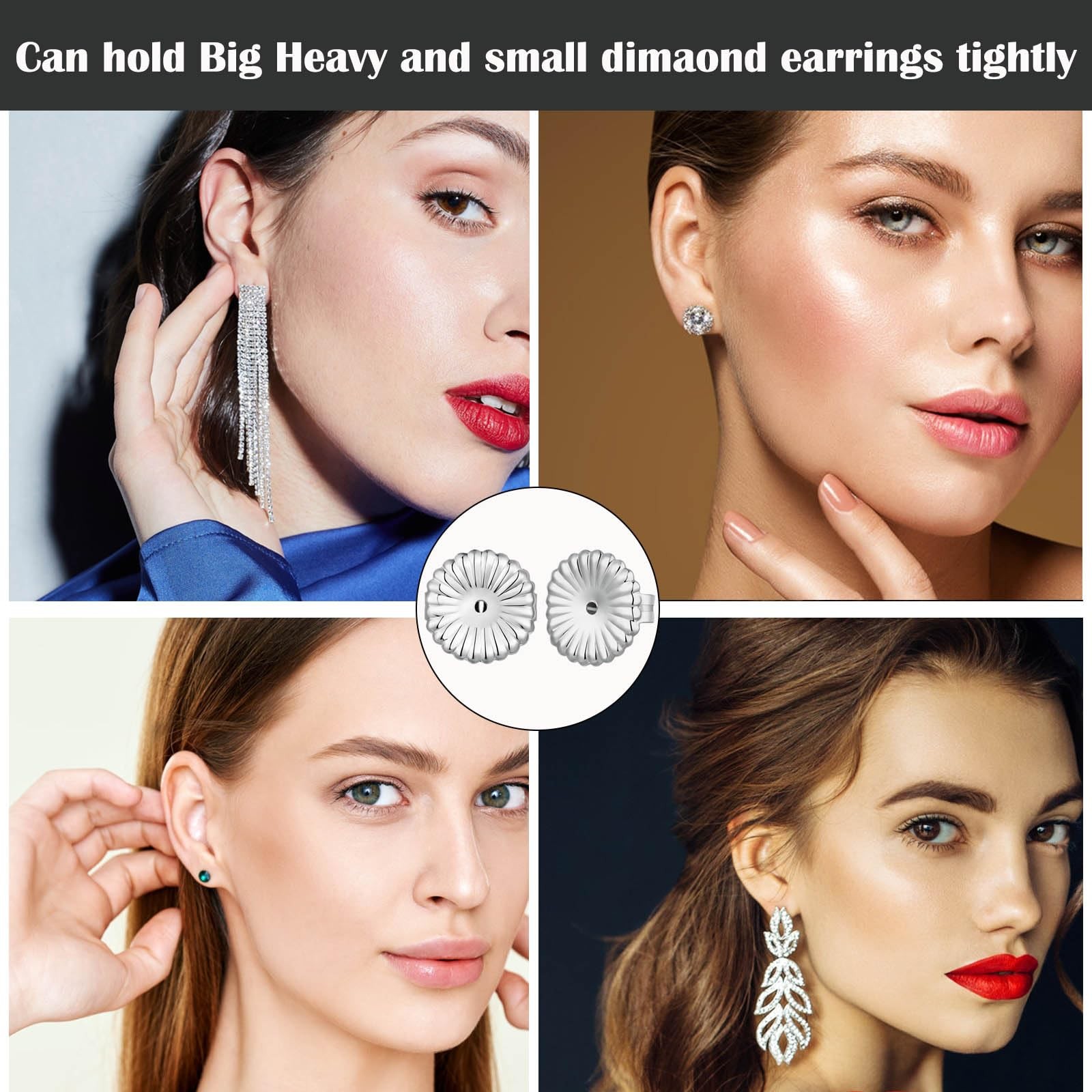 8 Pieces Earring Backs for Droopy Ears, Large Earring Backs Replacements for …