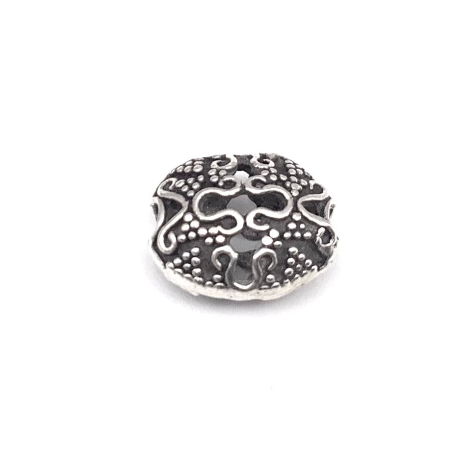 15x13mm Hand Crafted Oval Sterling Silver .925 Bali Filigree Beads-#17781