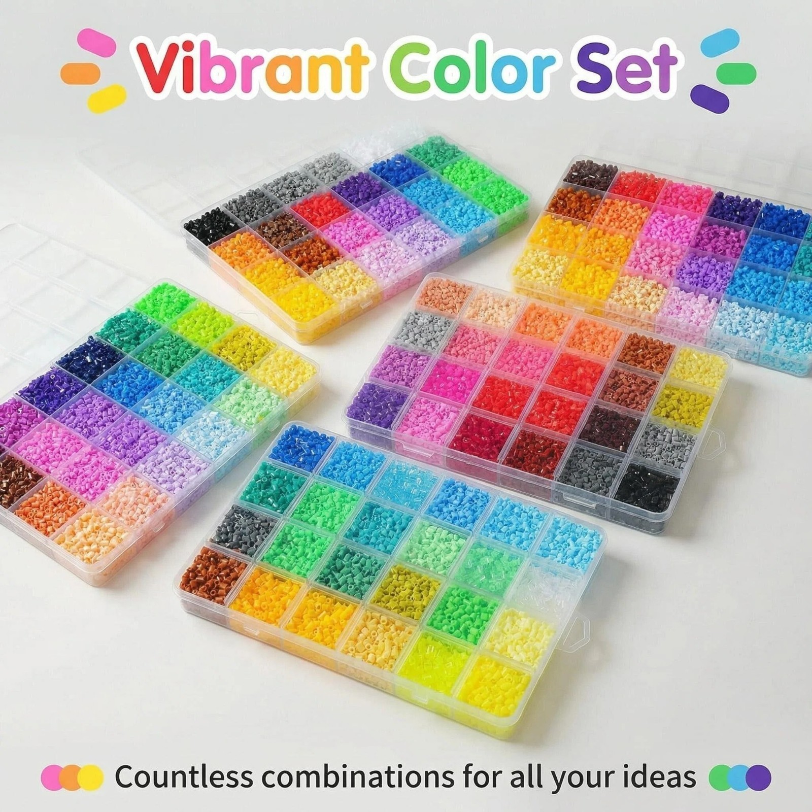 Fuse Beads Kit 24 Colors DIY Pixel Art Beads Set Iron Beads Craft Kit