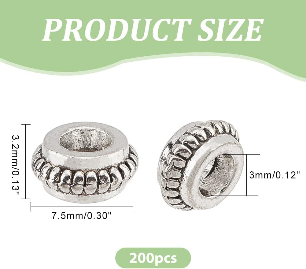 200Pcs 7.5Mm Silver Daisy Flower Spacer Beads for Jewelry Making, Hole: 3Mm
