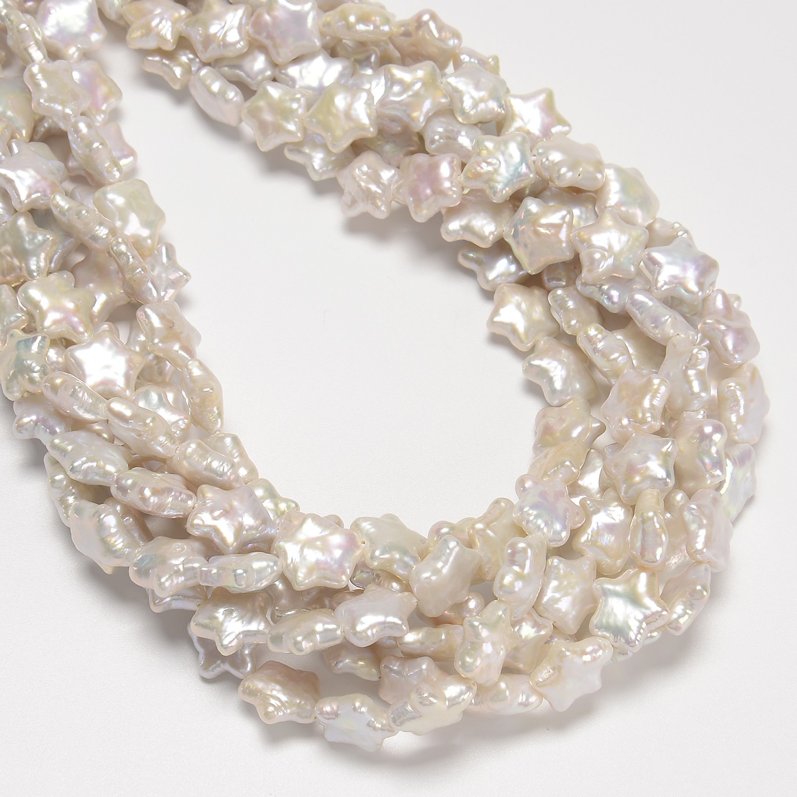 Natural White Fresh Water Pearl Star Shape Beads Size 11-12mm 16″ Strand