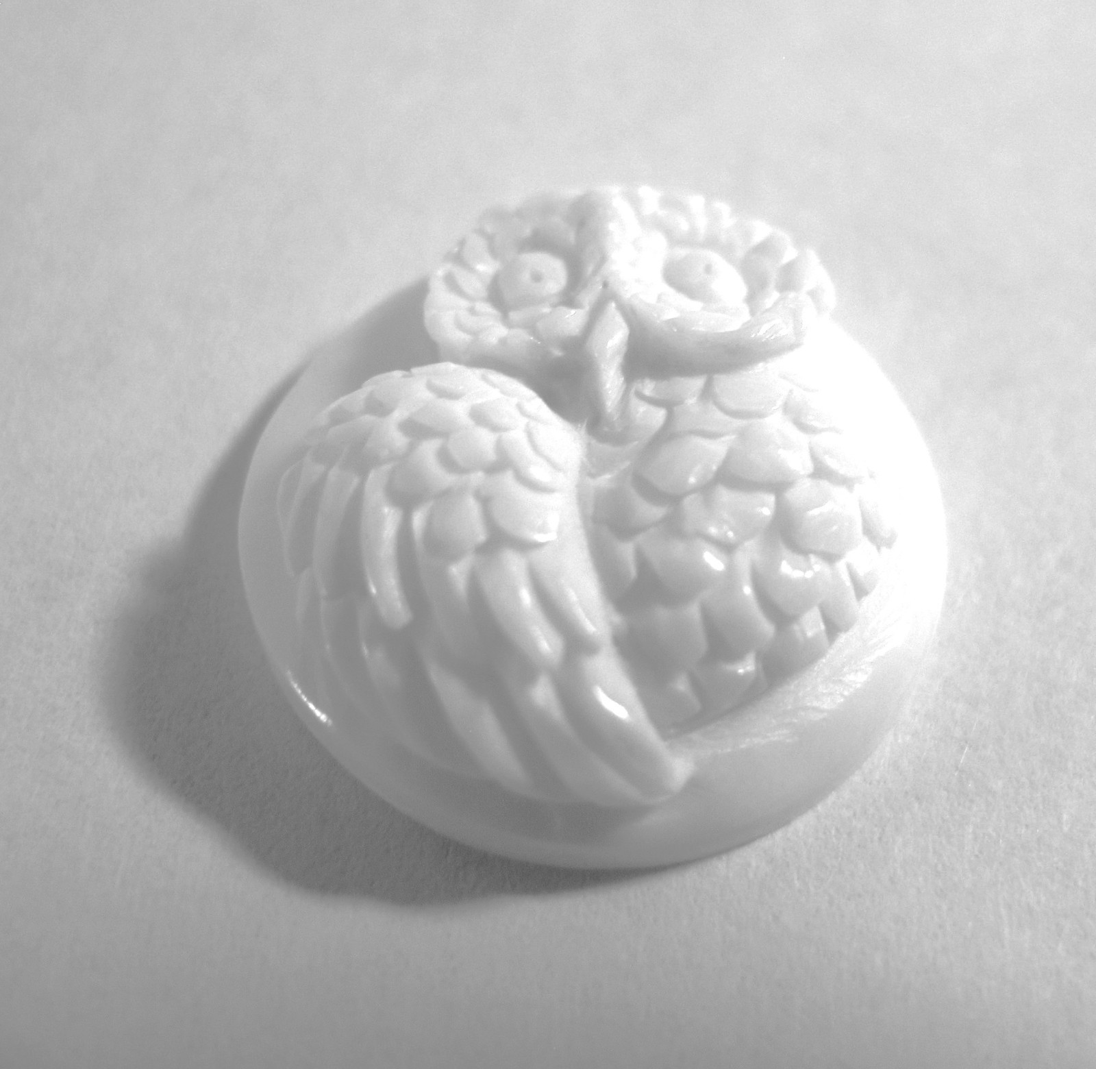 MS Artisan Carved Bone Baby Owlet Cabochon (1) 14mm No Hole Bali Fair Trade