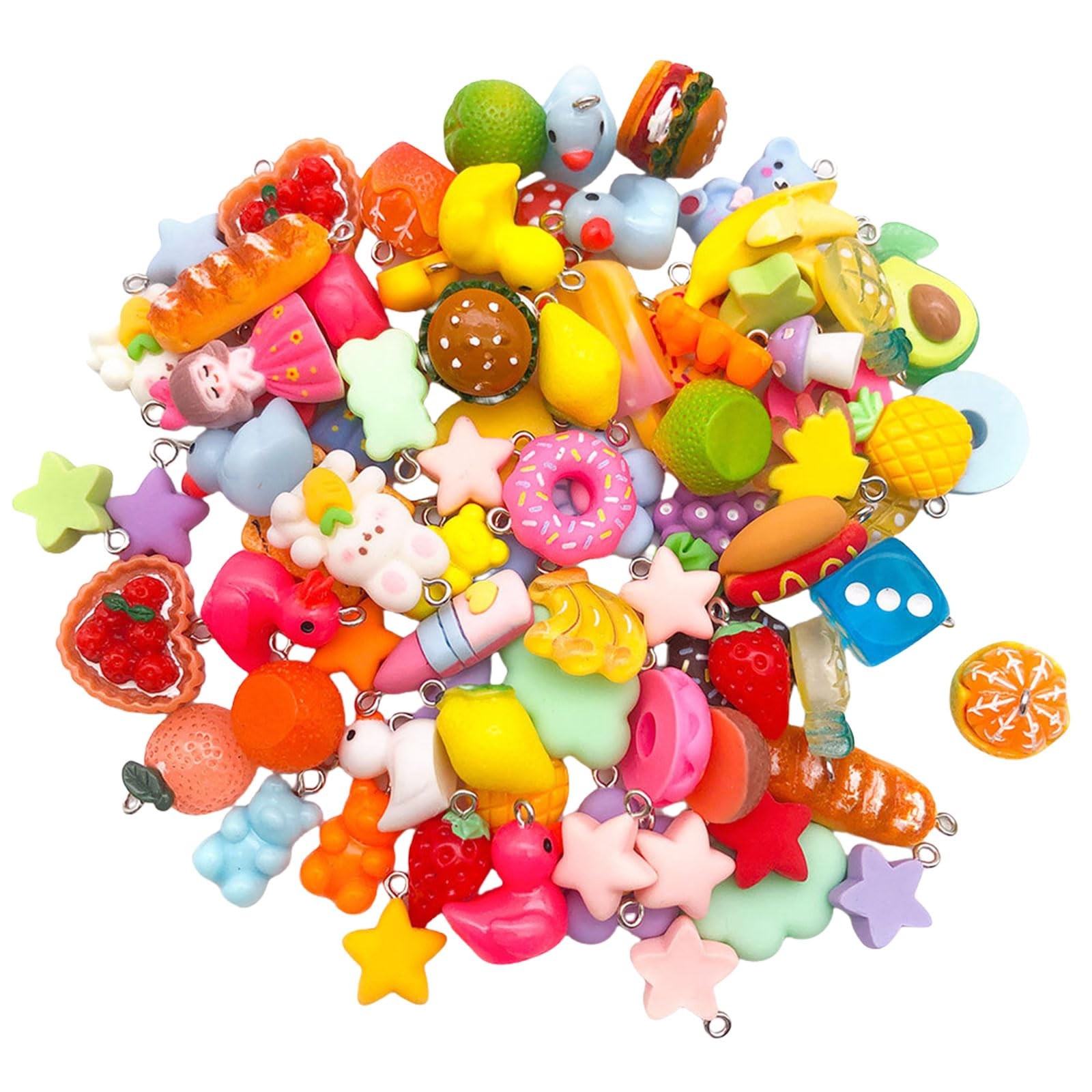 QERPON Pack of 20 Assorted Colorful Resin Charm 1-3cm, As Shown in Pictures