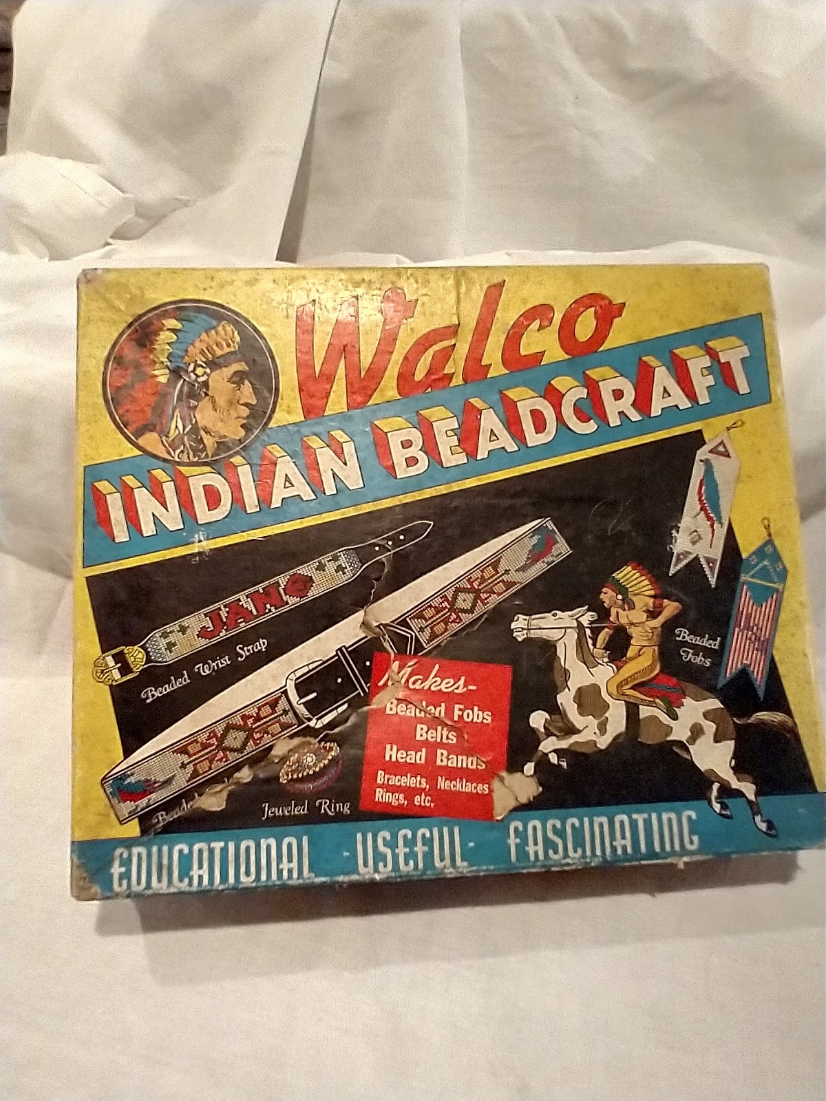 VINTAGE 1935 WALCO INDIAN BEADCRAFT KIT#200 In Original Box W/Instructions