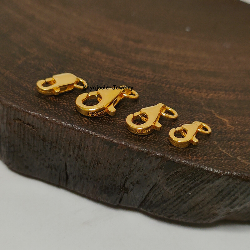 Pure 999 24K Yellow Gold Lobster Claw Clasp Extend Connector Diy For Chain