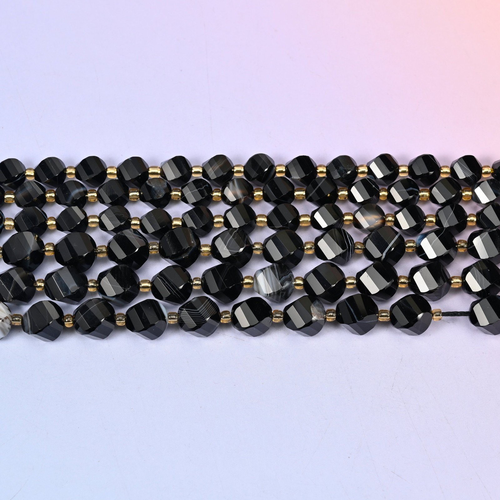 Dyed Black Strip Agate Faceted Spiral Twist Beads: Size 8mm 10mm, Jewelry…