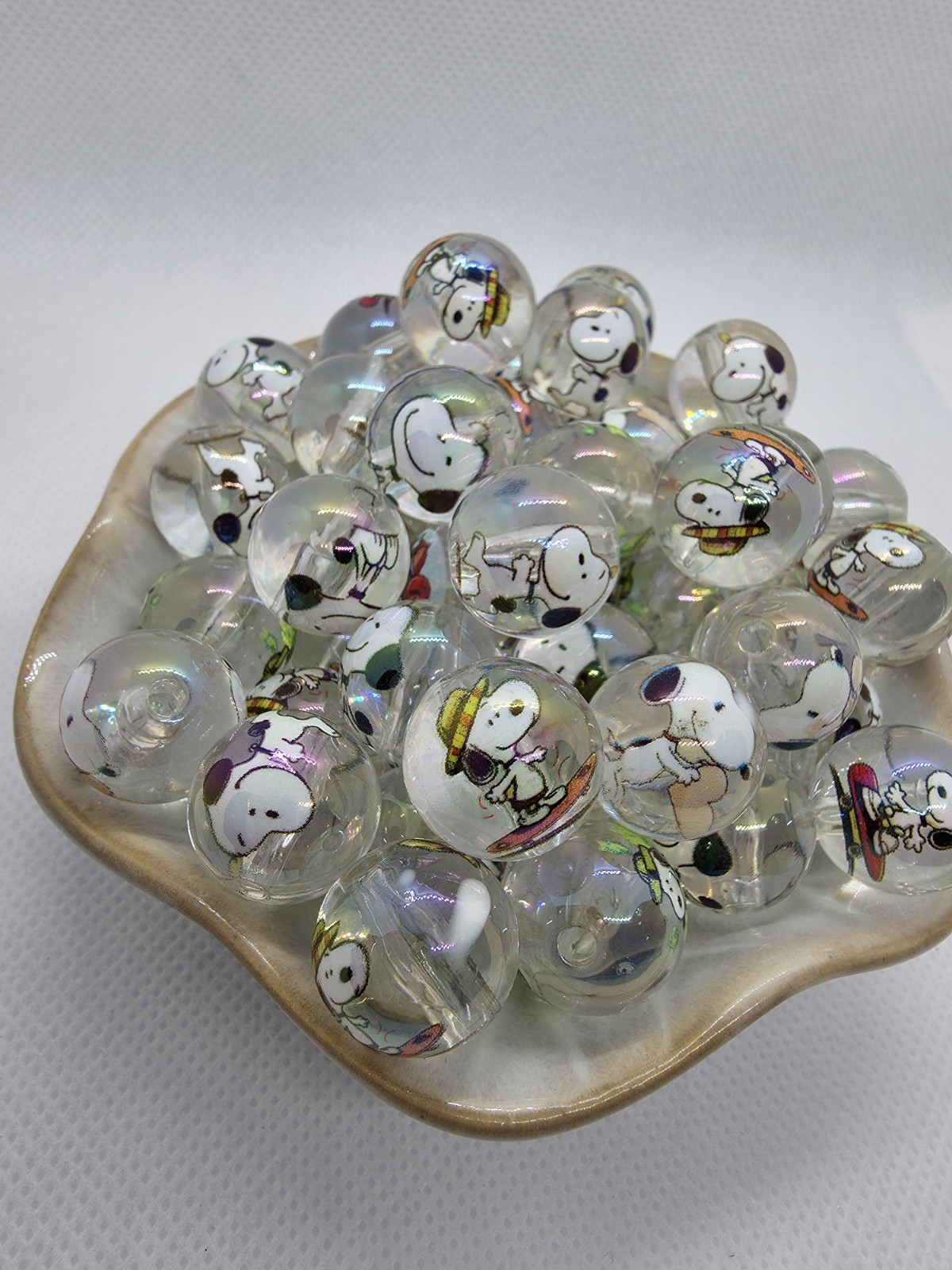 Snoopy 16mm Beadable Beads, 20pc Transparent Beads Great For Beadable Pens Etc