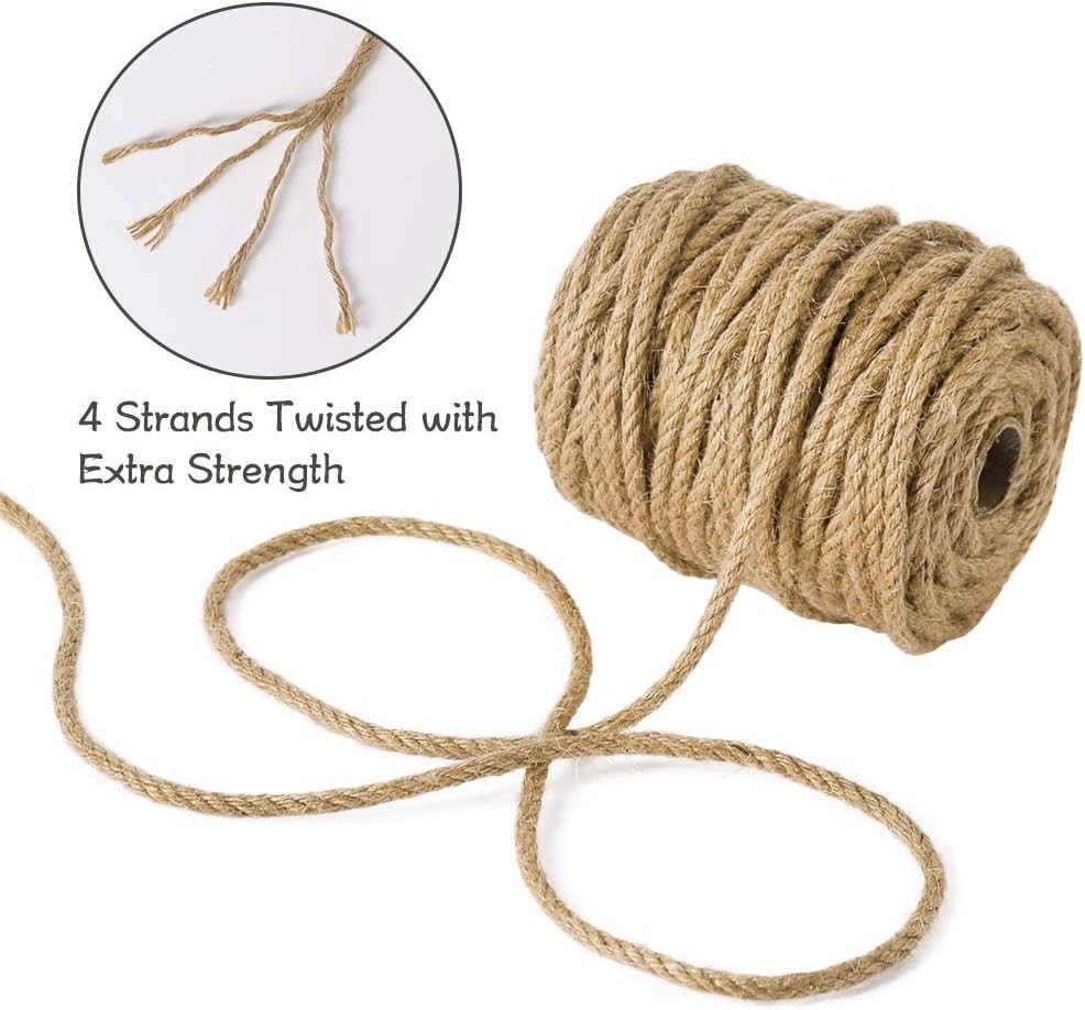 5mm Thick Heavy Duty Jute Rope – 100 Feet for Crafting & Gardening Projects