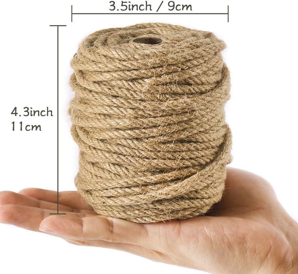 5mm Thick Heavy Duty Jute Rope – 100 Feet for Crafting & Gardening Projects