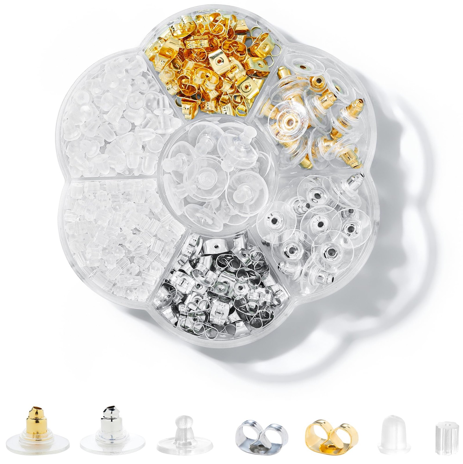 Nkwuire 7 Styles 500PCS Earring Backs for Studs, Clear Plastic Hypoallergenic…