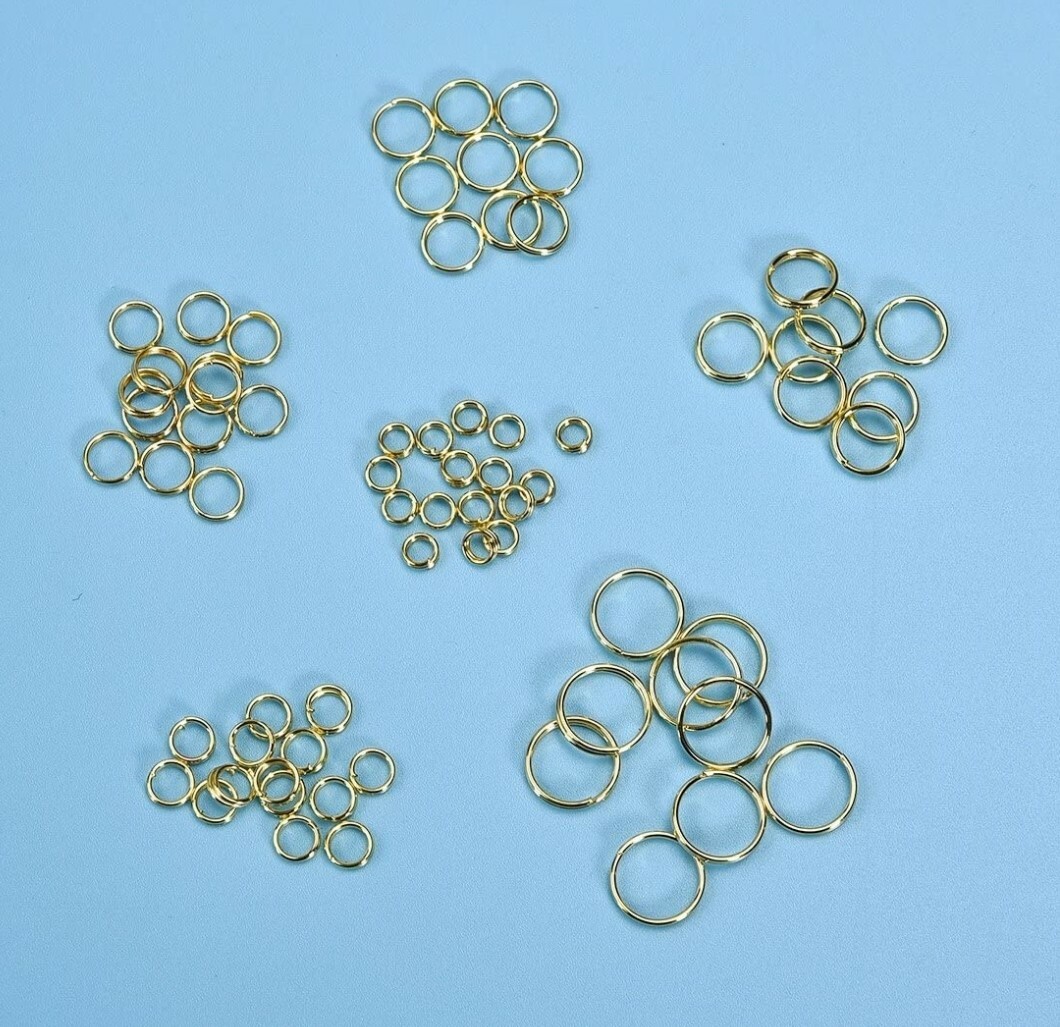 double loop split jump rings 900 pcs 4 , 5 , 6 , 7 , 8 , 10 mm box set gold
