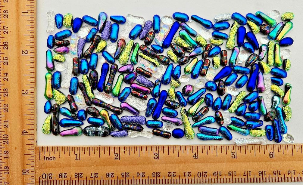 200 Tiny Handcrafted Dichroic Glass Cabochons/Lot/Jewelry Making Supplies/90 COE