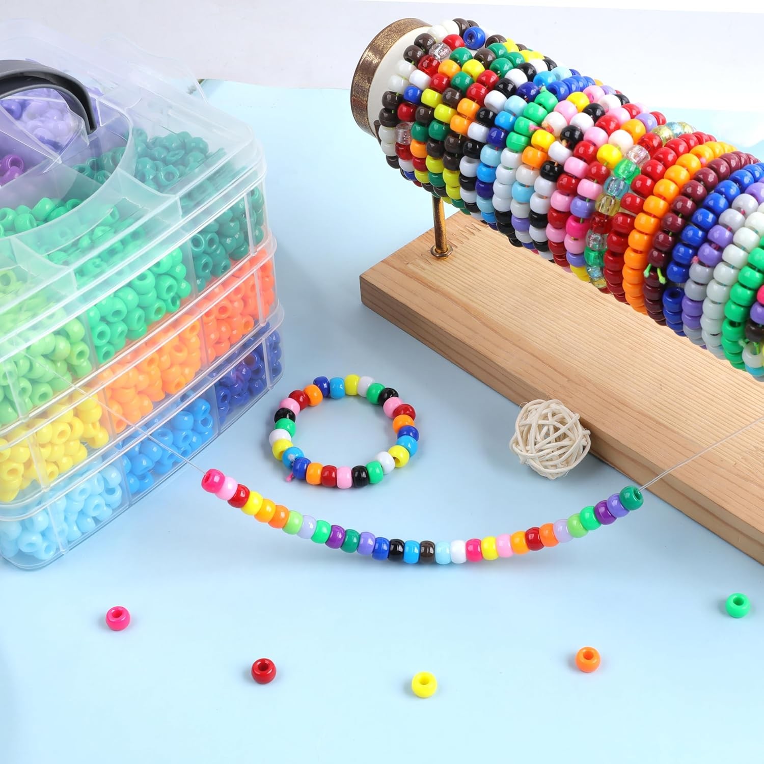 3600 Pony Beads Bulk 6x9mm Colorful Acrylic Beads for Bracelets Crafts