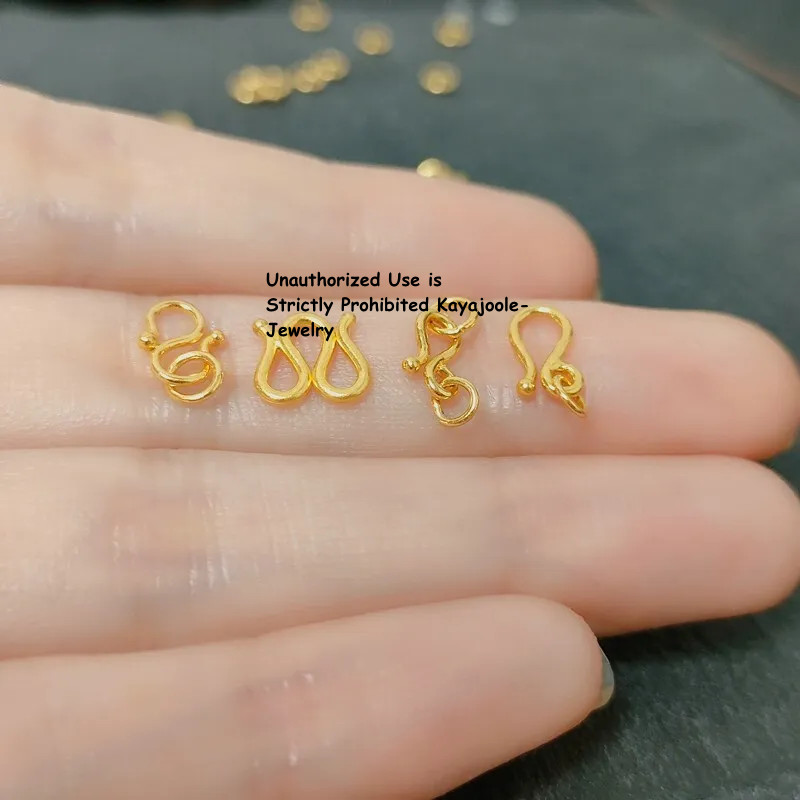 1pcs Pure 999 24K Yellow Gold M W S Clasp Extend Connector Diy For Chain