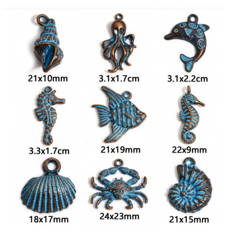 Crab Beach Charms 24mm Blue Copper Summer Ocean Pendants C916404 – 5 Or 10PCs