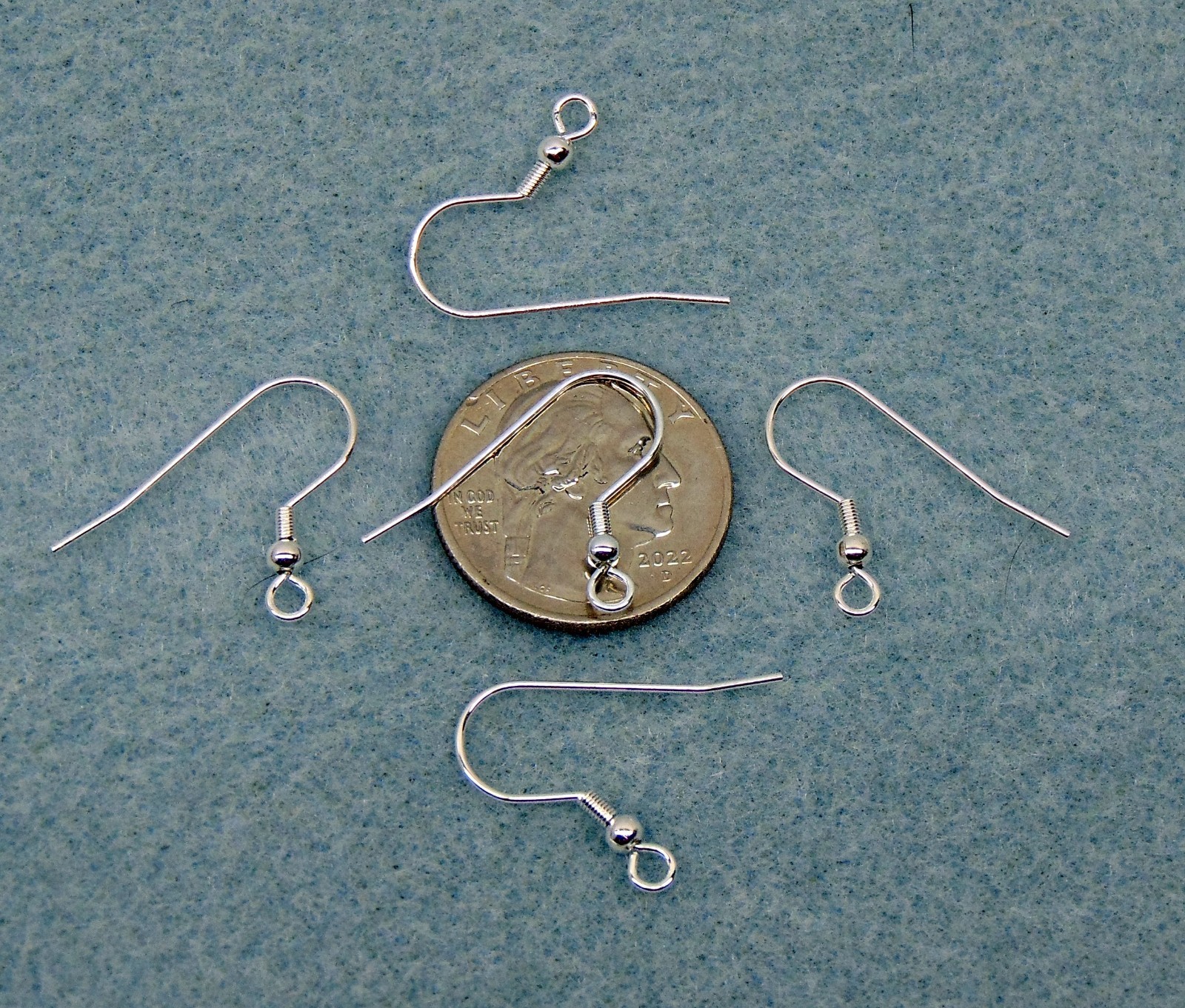 24 each Silver Plated Stainless Steel Ear Wires Hooks w/ Bead Coil end Earrings