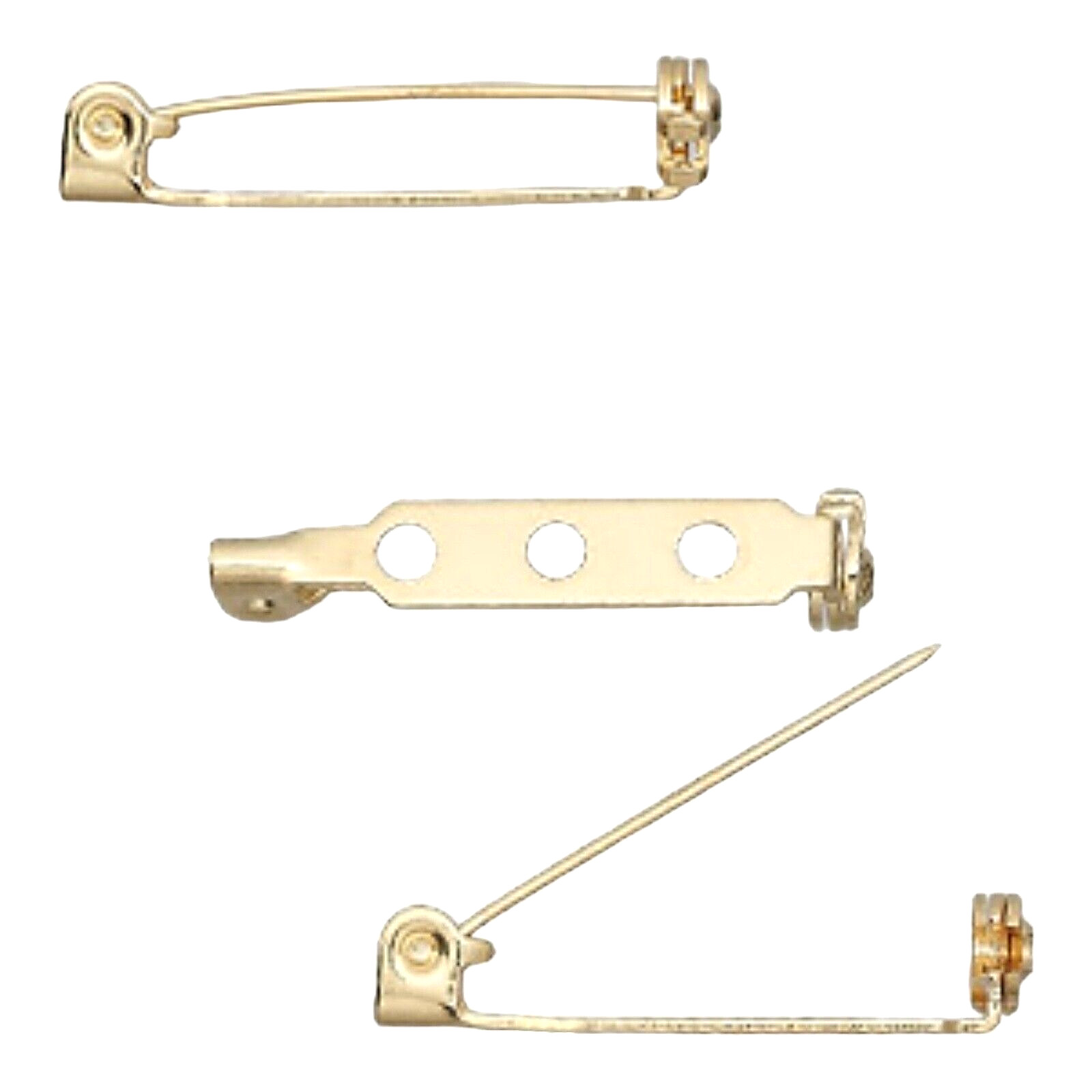 10 pcs 1″ Pin Bar Backs Safety Clasp Locking Pins Gold Brooch Name Tags