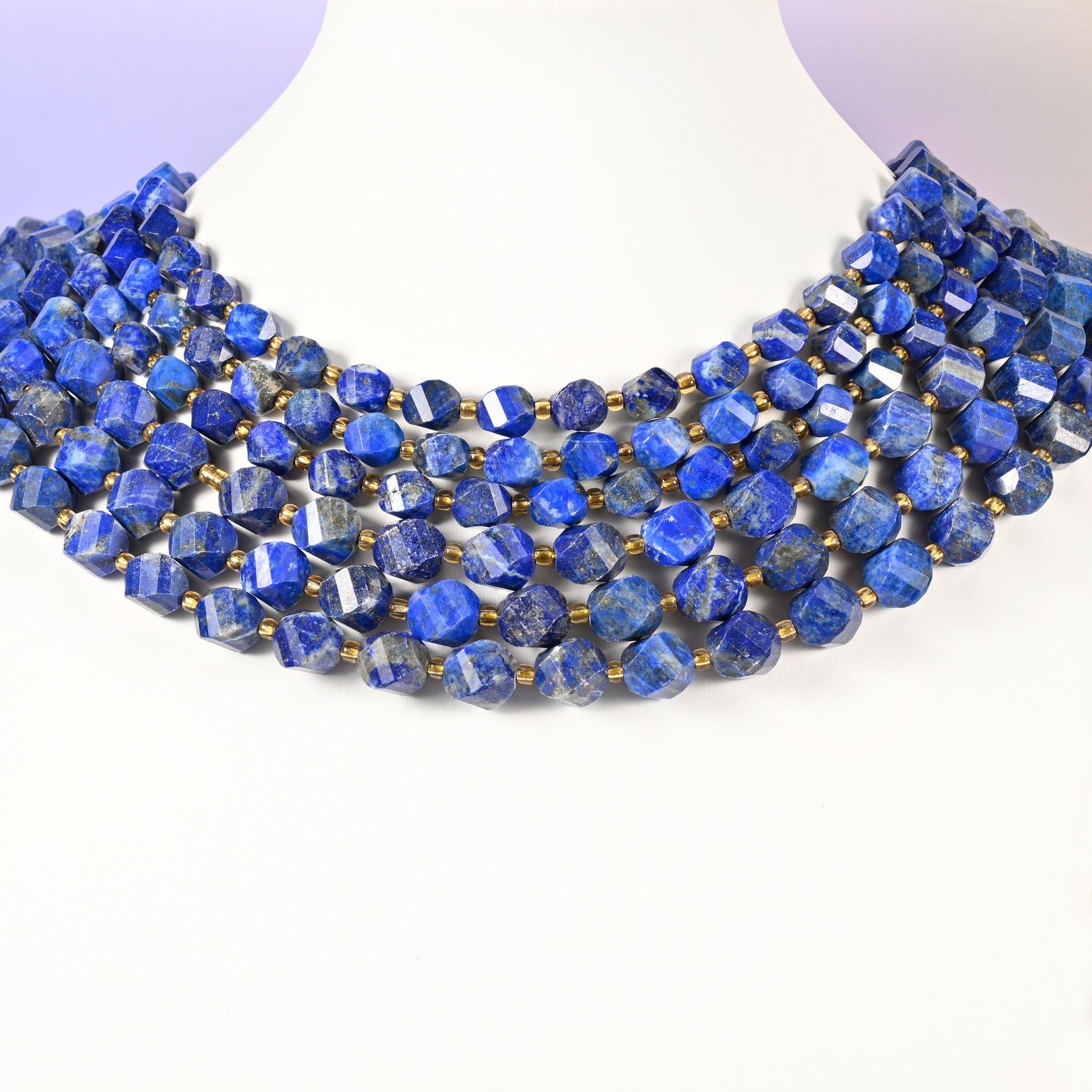 Lapis Lazuli Faceted Spiral Twist Beads: Size 8mm 10mm, Jewelry Making