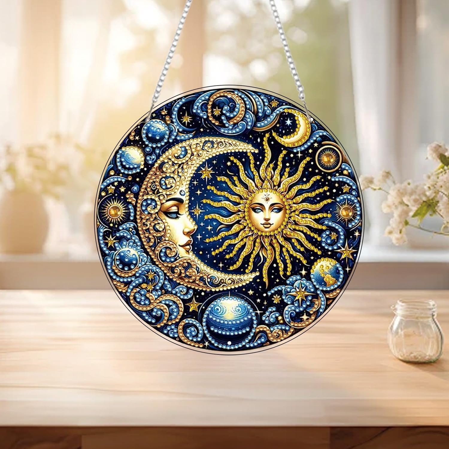 Sun and Moon Diamond Art Hanging Kit for Adult,Special Shaped Rhinestone,Double