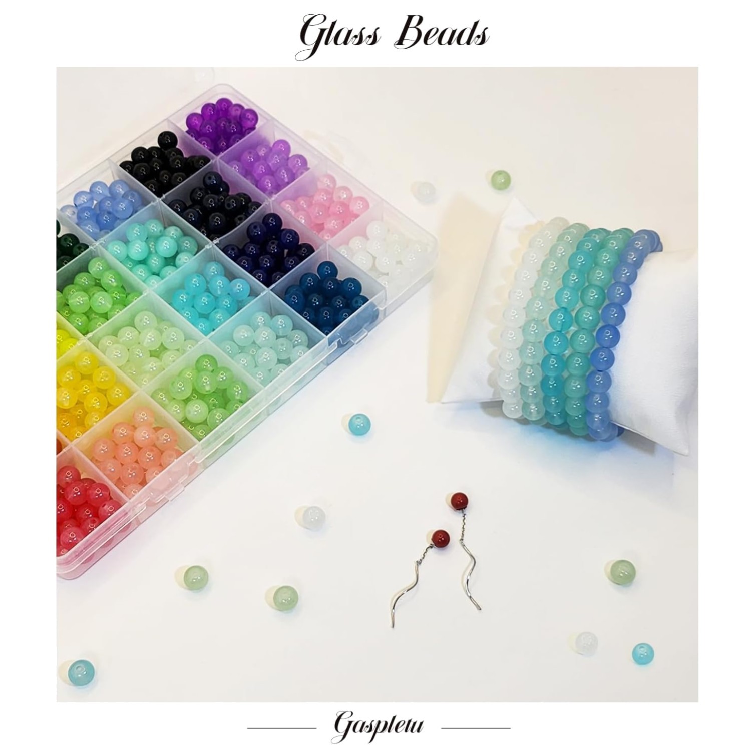 Glass Beads for Jewelry Making, 24 Colors Assorted Kit