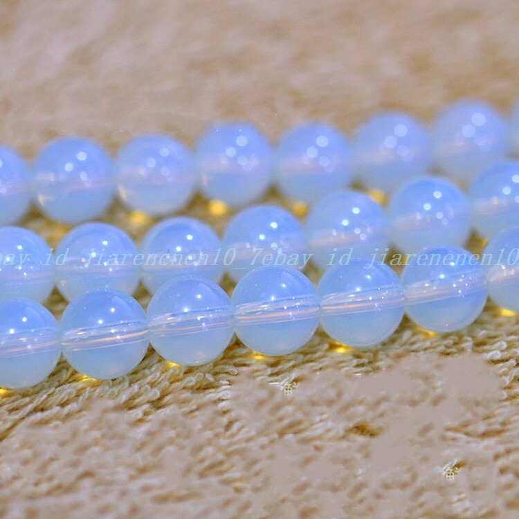 Natural Beauty 6mm 8mm 10mm 12mm White Opal Round Gemstone Loose Beads 15”