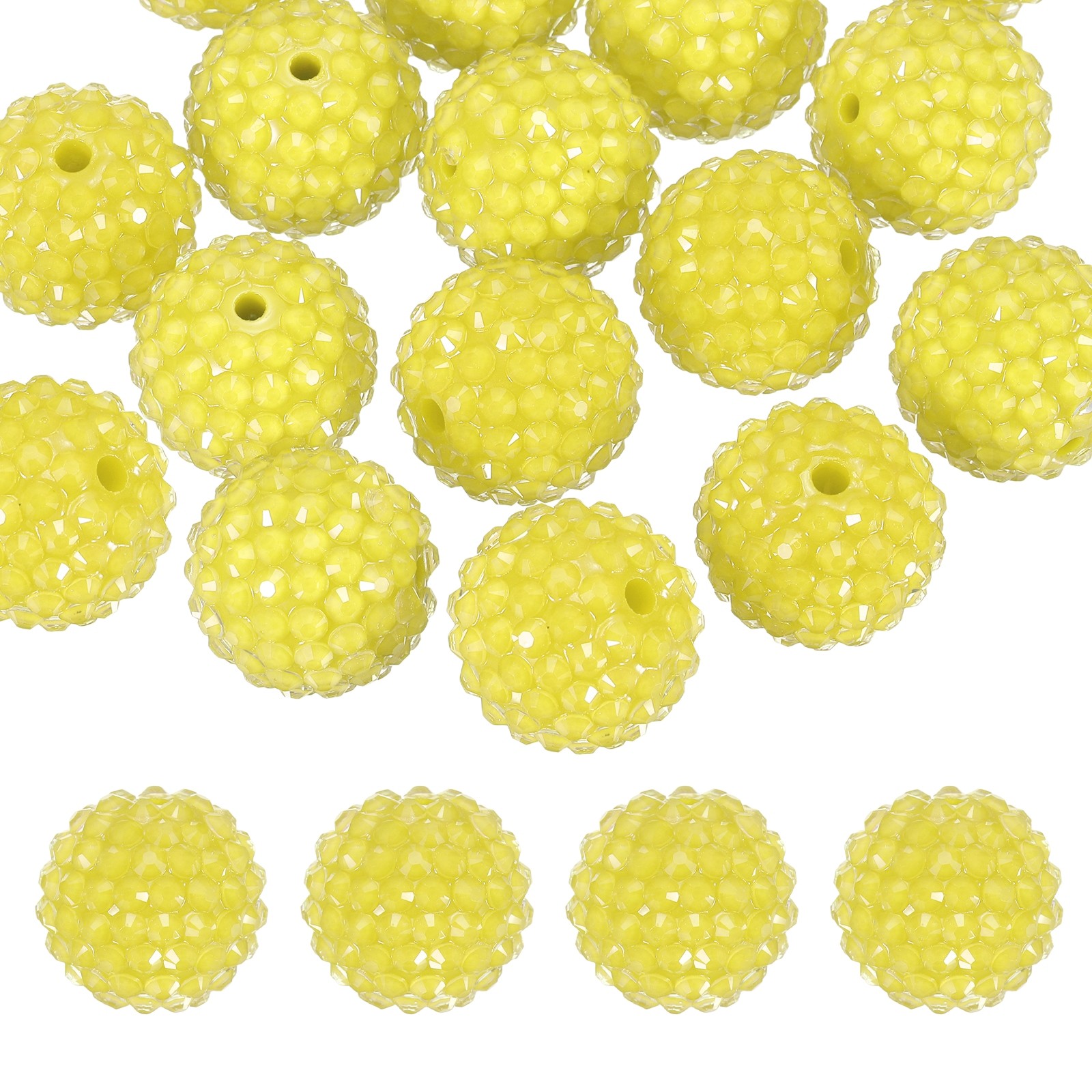 20mm Resin Rhinestone Beads for Beadable Pen, 10 Pack Lemon Yellow