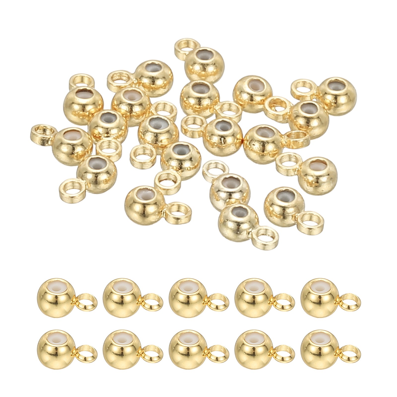 20Pcs 3mm Positioning Spacer Beads for Bracelets, 14K Gold