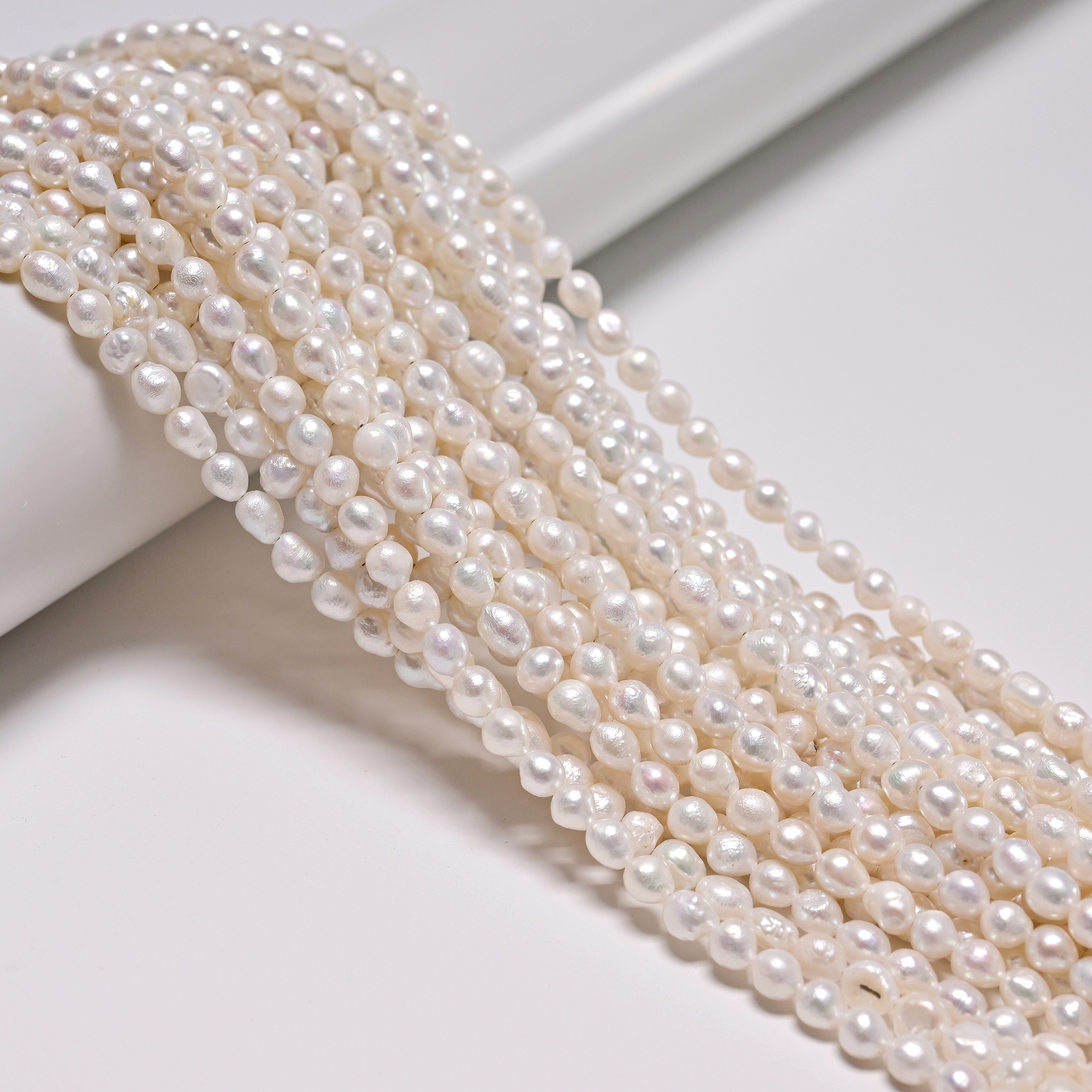 Natural White Fresh Water Pearl Baroque Shape Beads Size 4-5mm 5-6mm 15” Strand