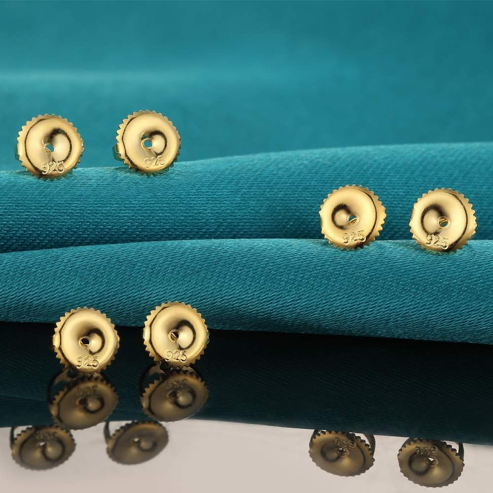 2Pairs Screw on Earring Backs Replacements,14K Gold Plated 925 Silver Secure