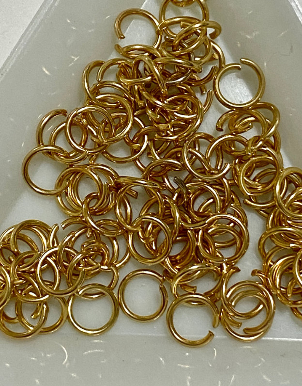 18k Gold Plated Stainless Steel Open Jump Rings 6mm 20 Ga. Anti Tarnish 50 pcs