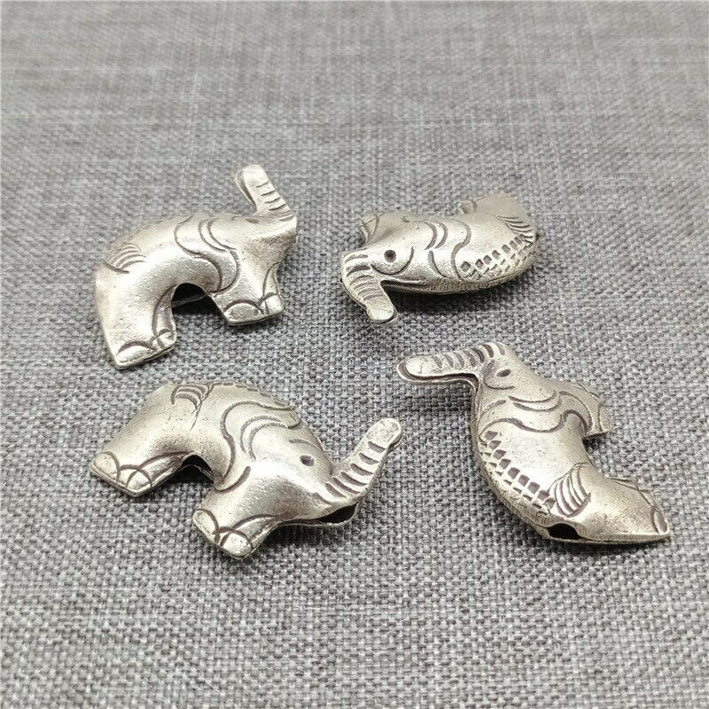 Thai Karen Hill Tribe Silver Elephant Beads for Bracelet Necklace