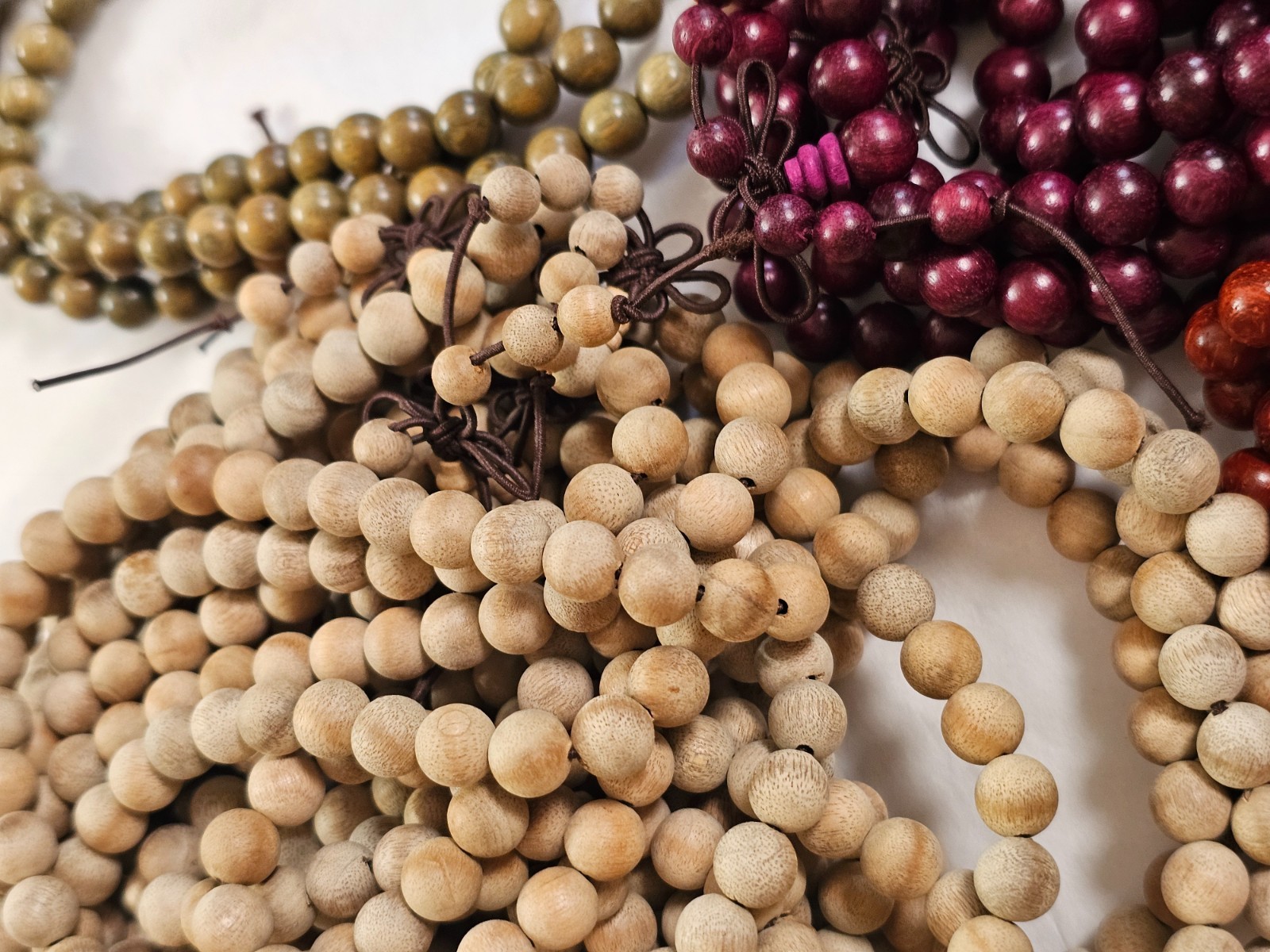 8MM Wood Mala Prayer Meditation Beads Round BULK LOT 22 STRANDS Craft Supplies