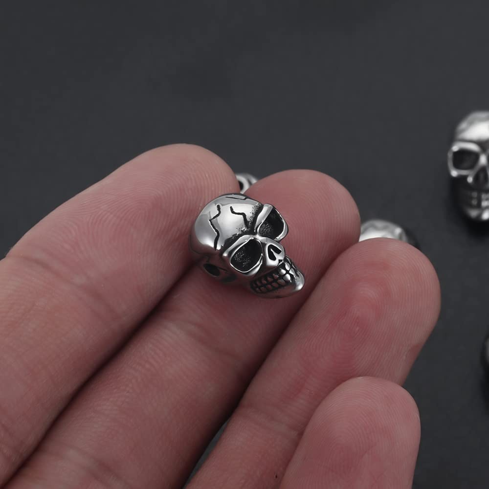 5 Pcs Stainless Steel Metal Skull Beads spacer beads for jewelry making (Styl…