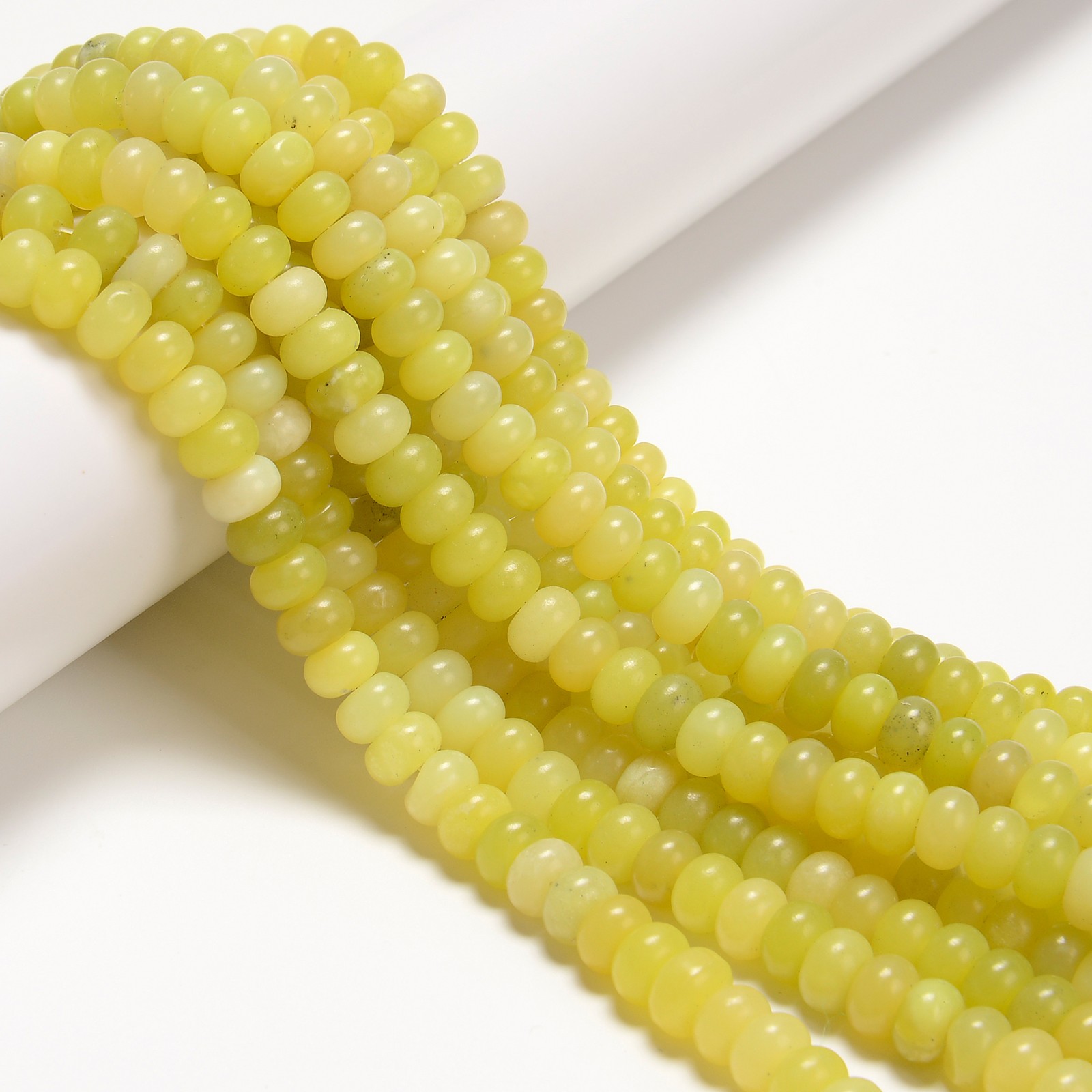 Natural Lemon Jade Smooth Rondelle Beads Size 5x8mm 15.5” Strand