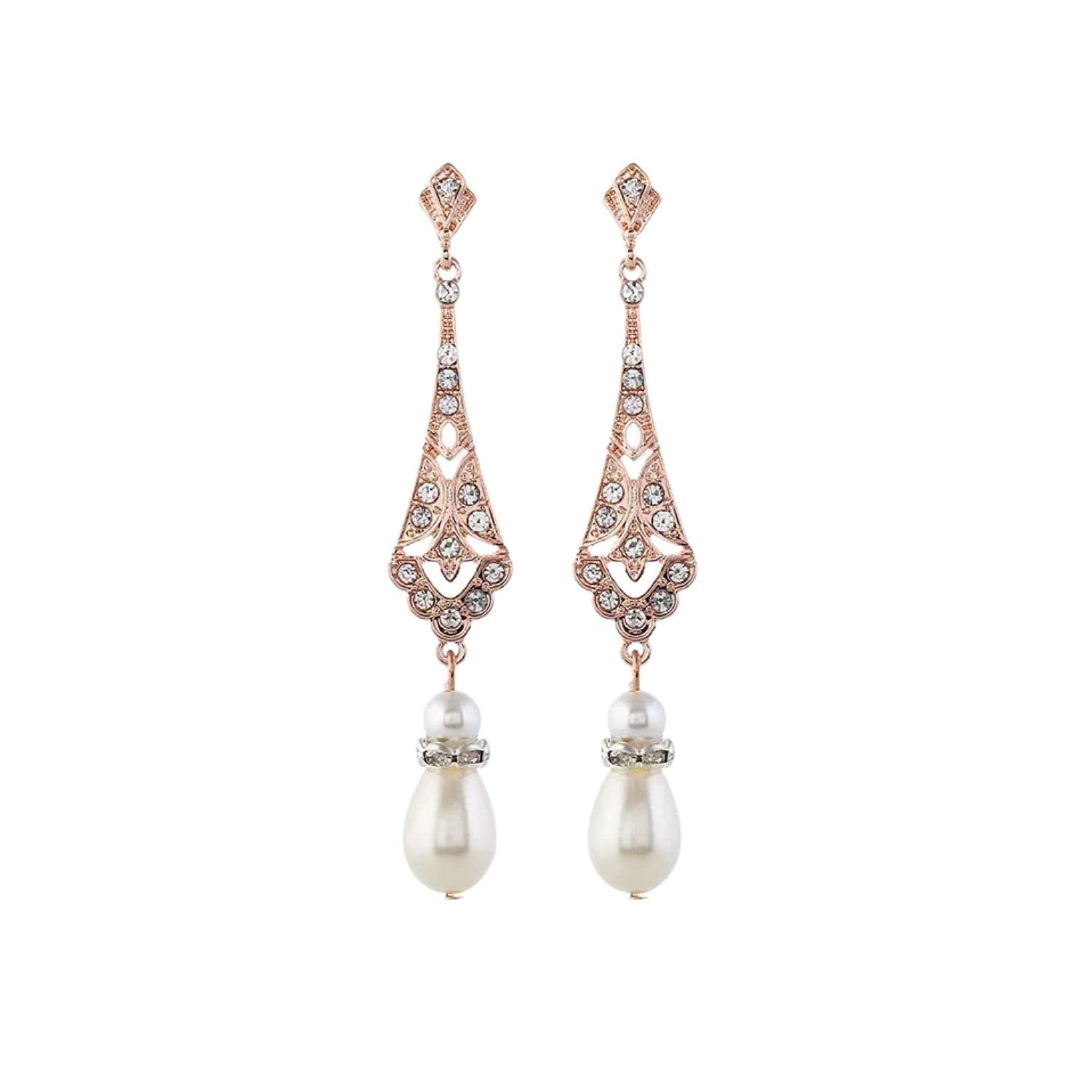 1920s Vintage Flapper Pearl Earrings Art Deco Earrings Roaring 20s Flapper – 02