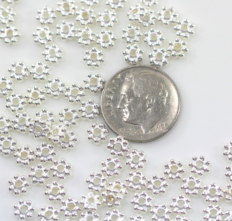 TierraCast 5 mm. Heishi Beaded Daisy Spacer Beads, Fine Silver Plated 2111