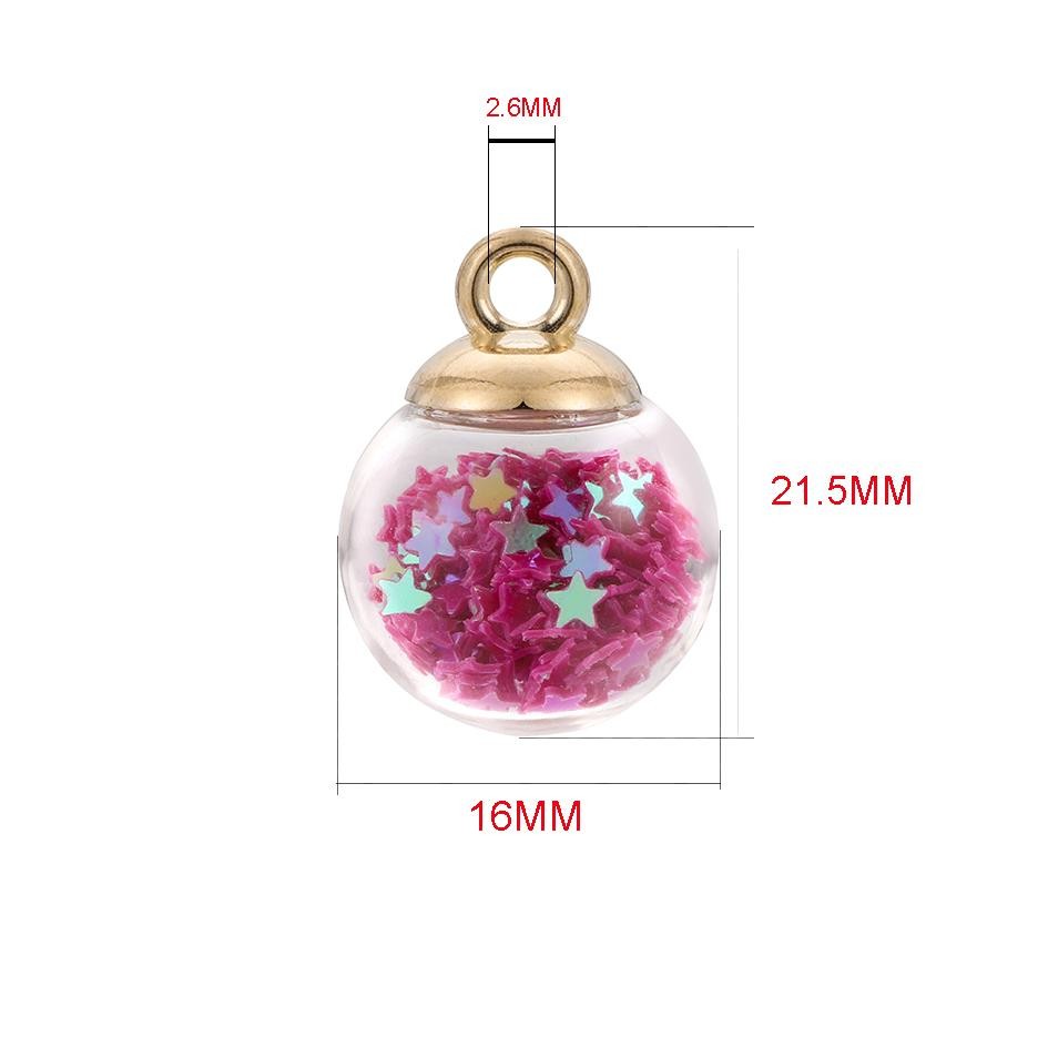 10pcs Charms Star Sequins Transparent Glass Ball 16mm Pendants Crafts Making Fin