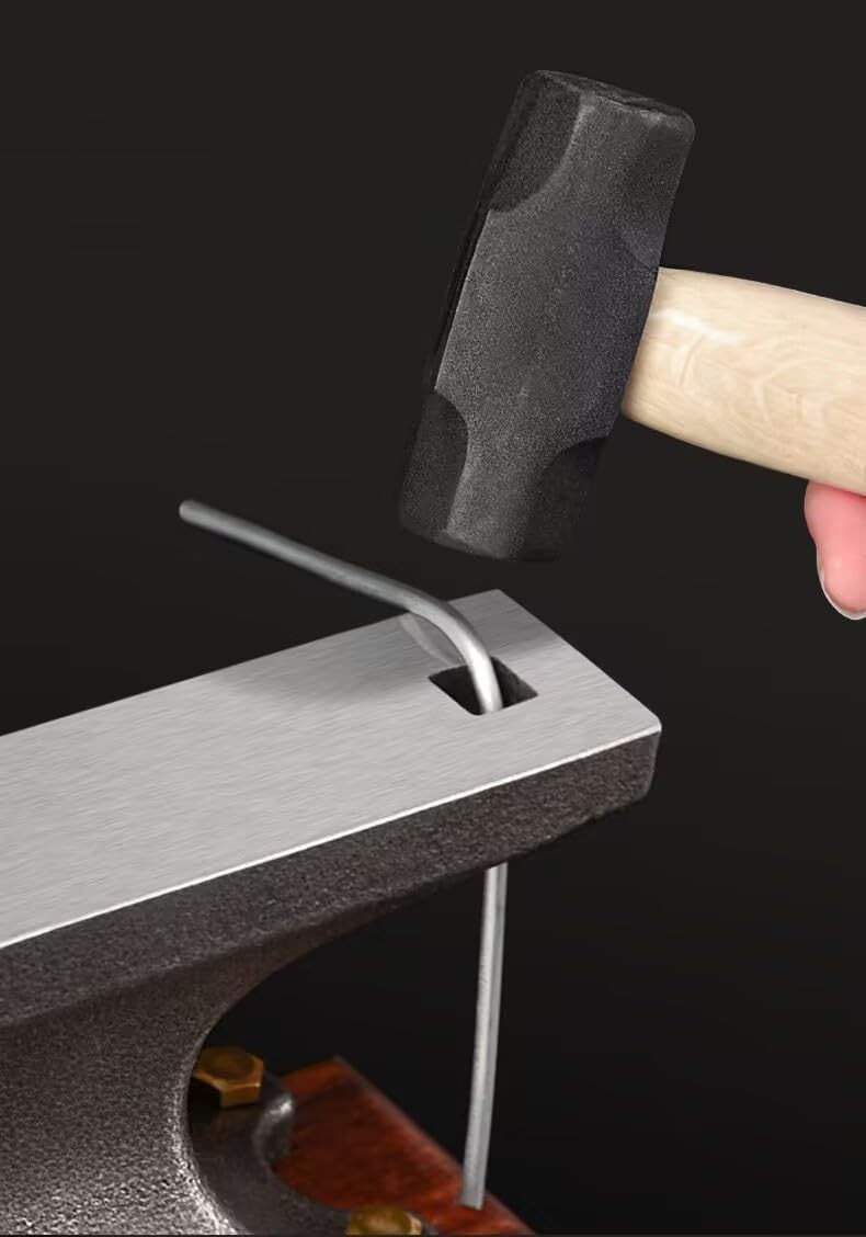 1.7Lbs Mini Horn Anvil, Forged Iron Anvil with Wenge Wood Shock-Absorbing Base f