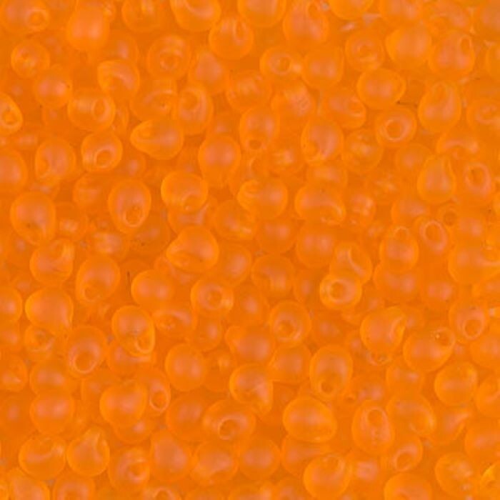 DP-138F, Matte TRANSPARENT Orange, 10g, 3.4mm drop/fringe beads, (db-11)