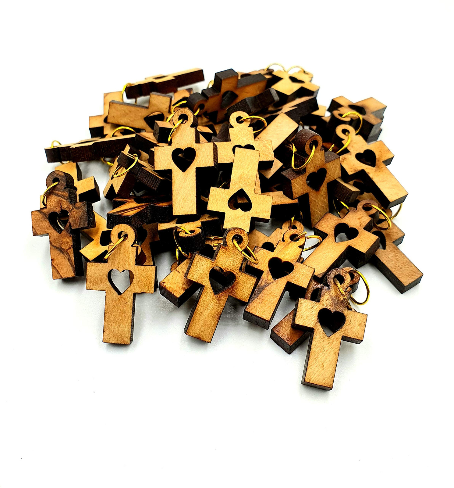 Olive Wood Crosses, Holy Land Crosses, Small Olive Wood Necklace Crosses 50 P…