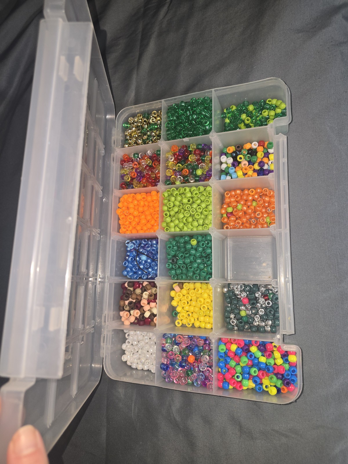 Two Multicolor Round Pony Beads Set in Glossy Organizer Box. W/ Glow N Dark