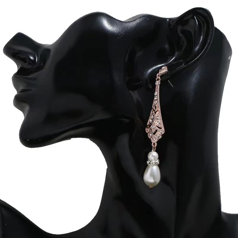 1920s Vintage Flapper Pearl Earrings Art Deco Earrings Roaring 20s Flapper – 02
