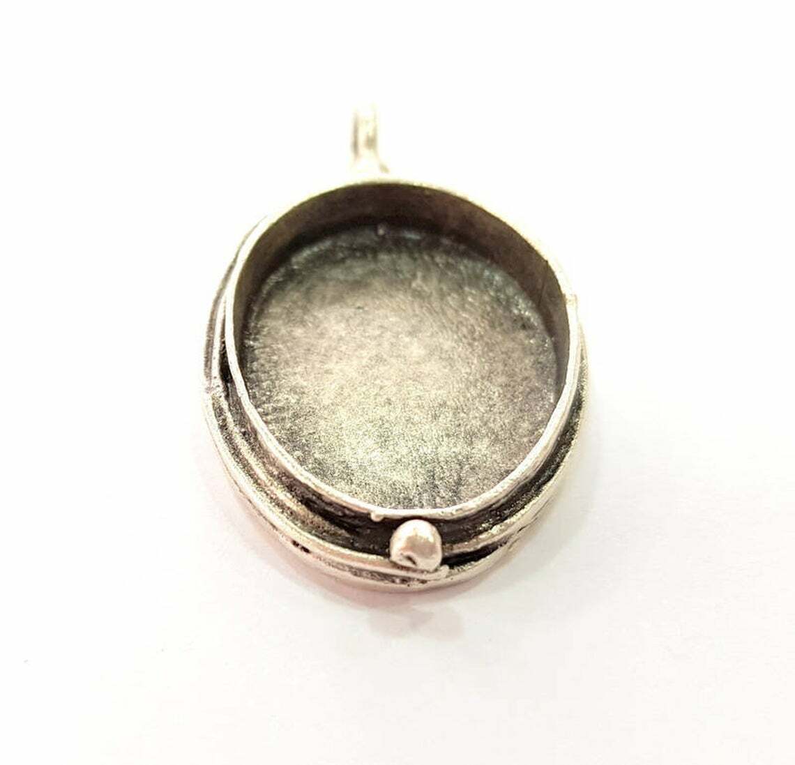 Pendant Blank Bezel Base Setting Mountings Antique Silver Plated Brass G12641