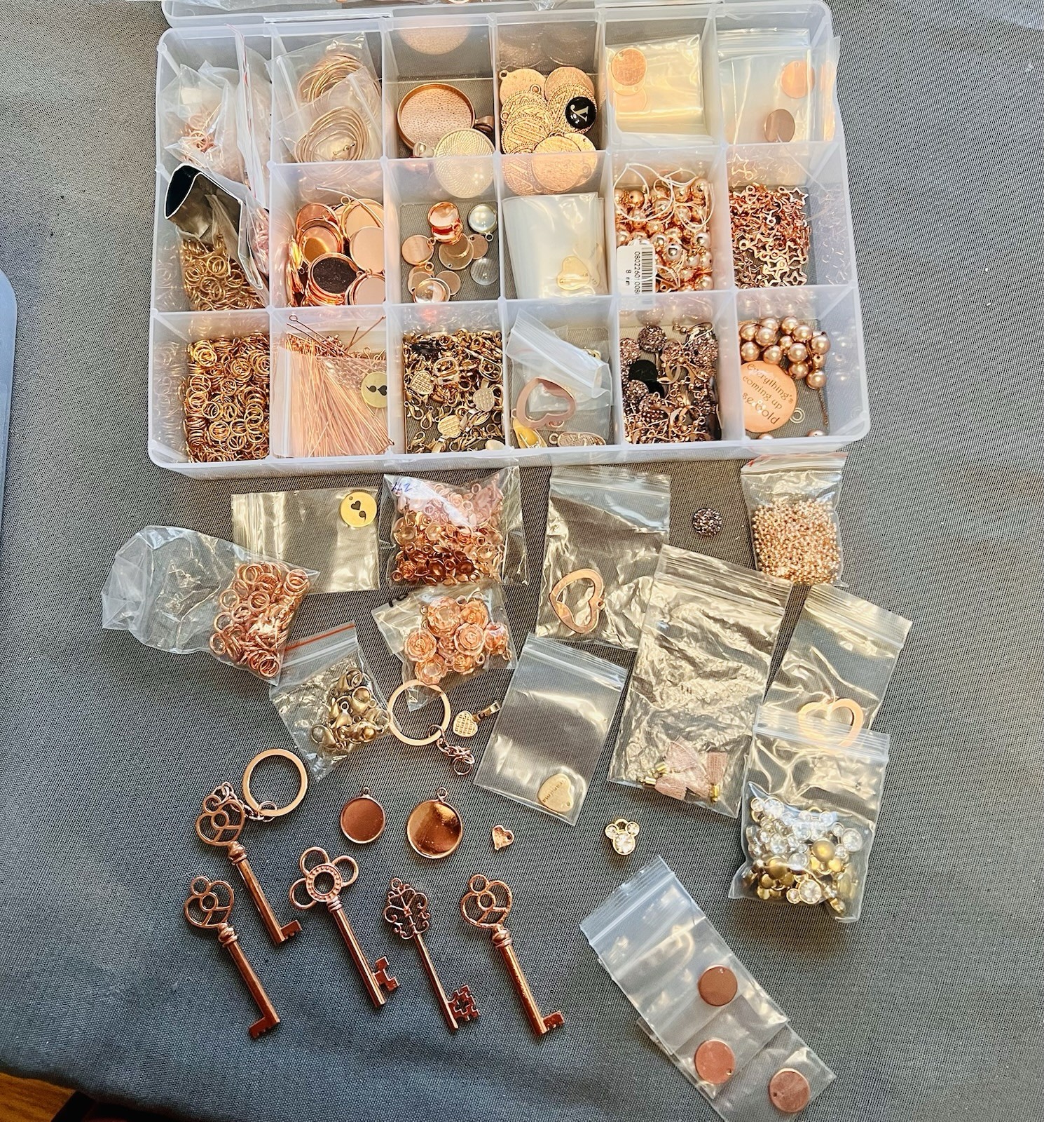 Rose Gold Jewelry Making Pieces. 1 Lot misc findings