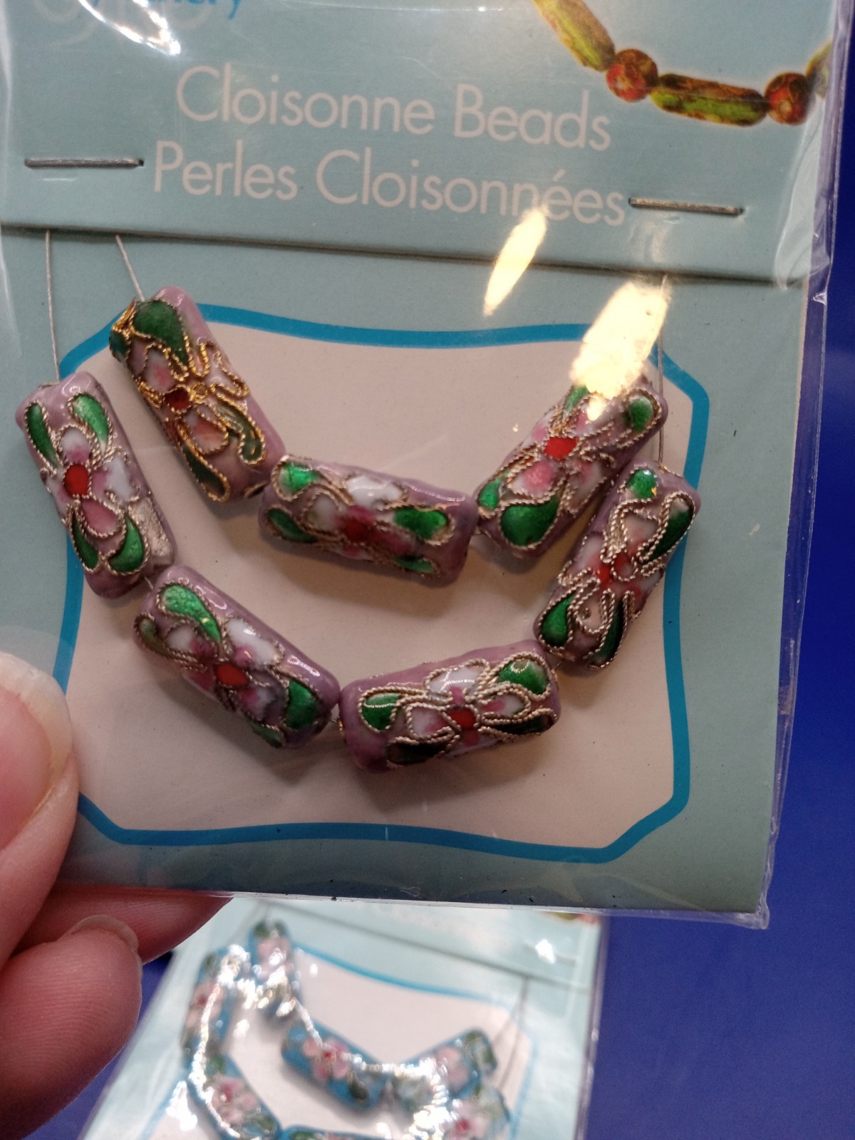 Fancy Finery CLOISONNE BEADS Lot 4x 7 Piece Packs • Pastel Colors • Floral • New
