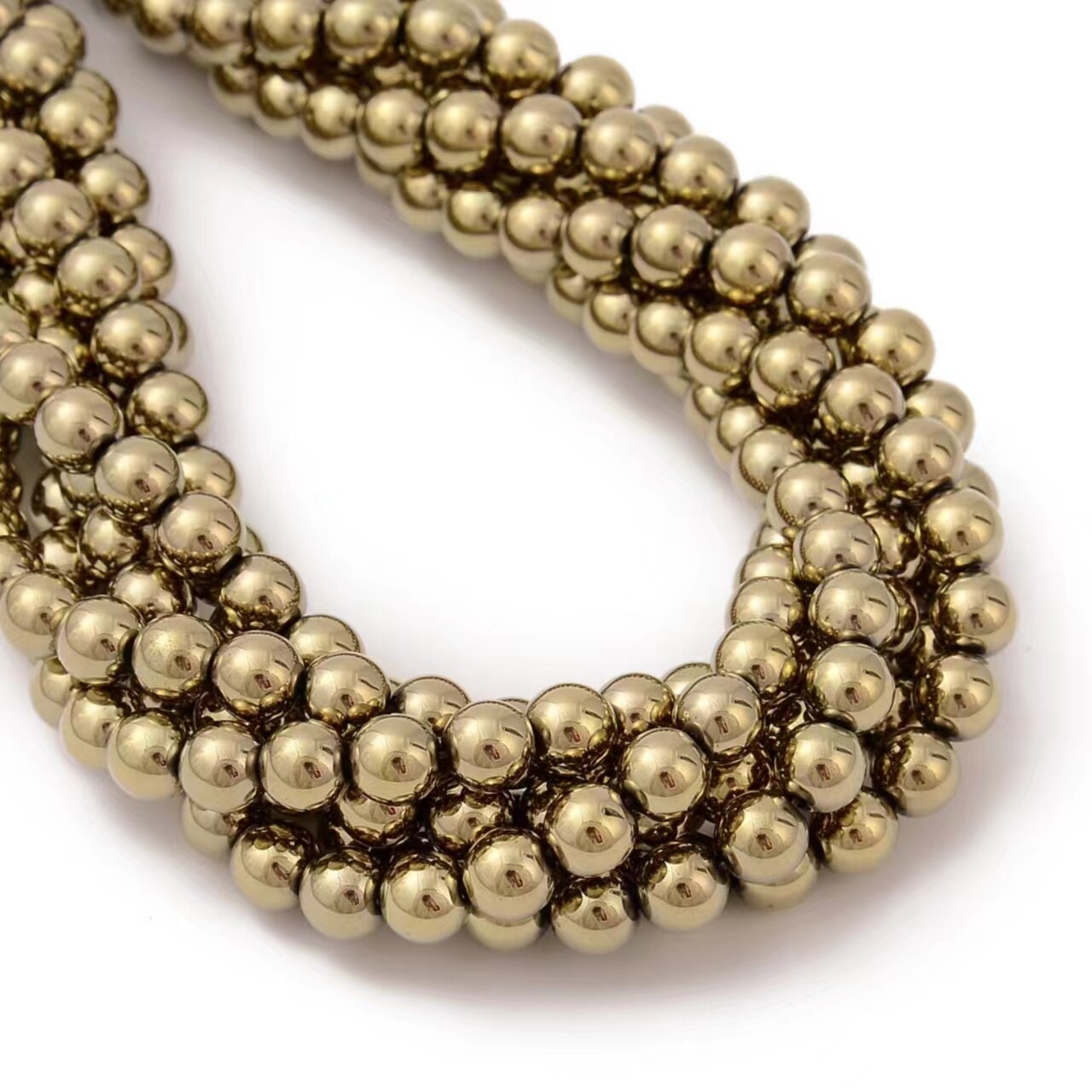 Titanium Hematite Pyrite Tone Smooth Round Beads Size 2mm – 10mm 15.5” Strand